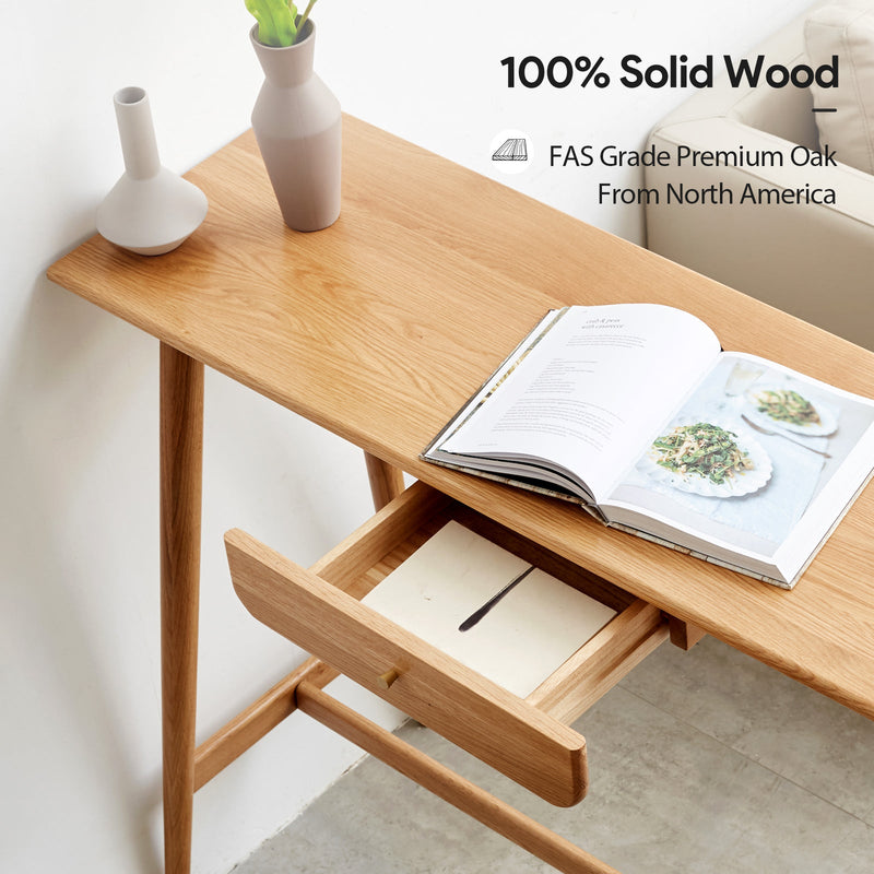 Load image into Gallery viewer, 100% Solid Oak Wood Sofa Table w/Drawers (1.35m) - fancyarnfurniture
