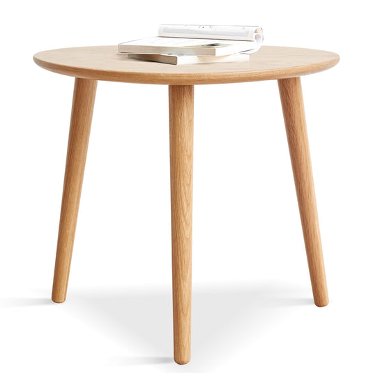 Nature Oak Round Coffee End Table Set Wood Brown (2pcs) - fancyarnfurniture
