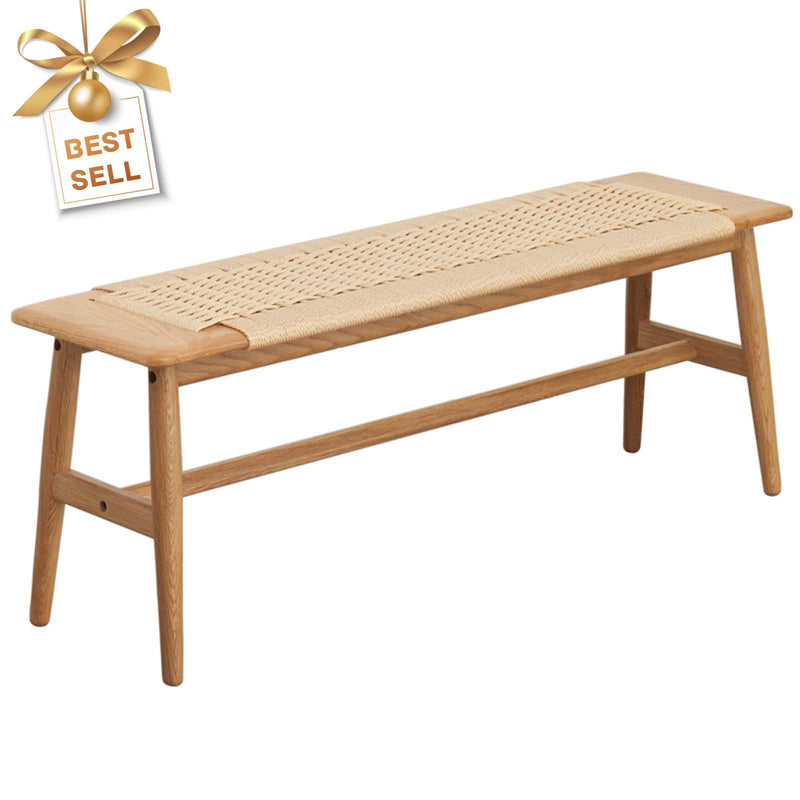 Load image into Gallery viewer, Natural Oak Wood Dining Bench Bed Bench
