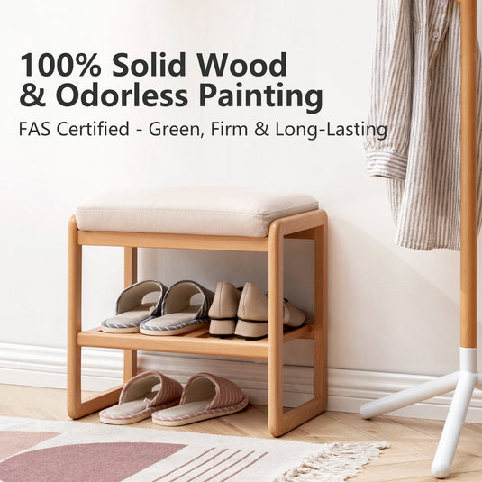 Fancyarn 100% Solid Wood Shoe Bench - fancyarnfurniture