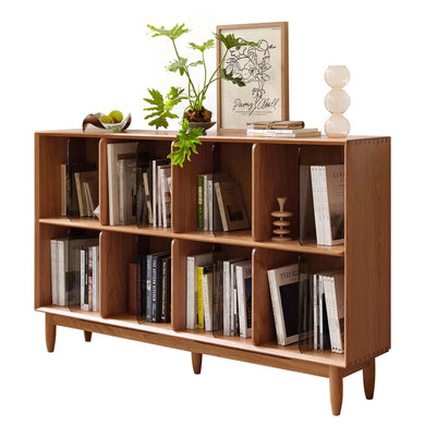 Fancyarn 8-Shelf Quadruple Wide Wood Bookcase in Cherry - fancyarnfurniture
