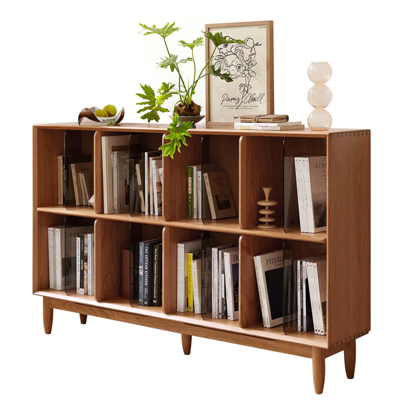 Load image into Gallery viewer, Fancyarn 8-Shelf Quadruple Wide Wood Bookcase in Cherry - fancyarnfurniture
