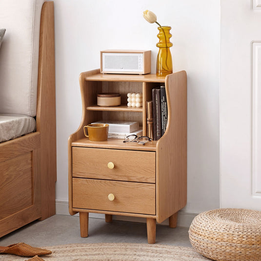 Fancyarn Bedroom Bedside Cabinet with Double Drawer - fancyarnfurniture