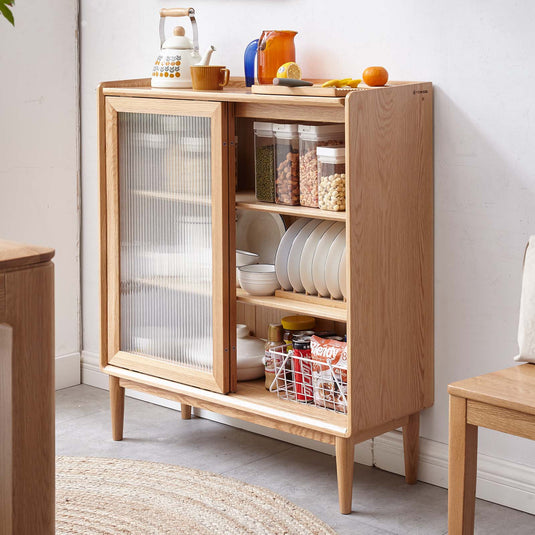 Fancyarn Sideboard Buffet Cabinet with Glass Doors and Adjustable Shelf - fancyarnfurniture