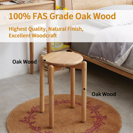 Fancyarn Solid Wood Stackable Stool Light Oak Color/Dark Walnut Color - fancyarnfurniture