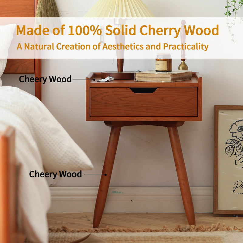 Load image into Gallery viewer, Fancyarn Wood Nightstand, 100% Cherry Wood Bedside Table - fancyarnfurniture
