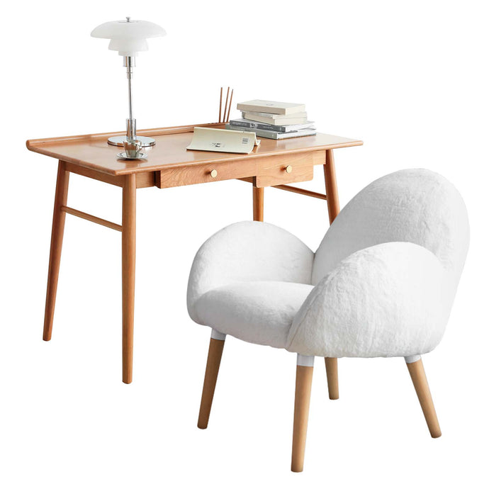 Home Office Corner Writing Desk w/Drawers + Cloud Accent Chair - fancyarnfurniture