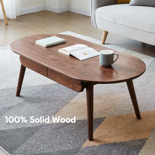Modern Coffee Table with Drawers + Solid Oak Wood Bench Combination - fancyarnfurniture