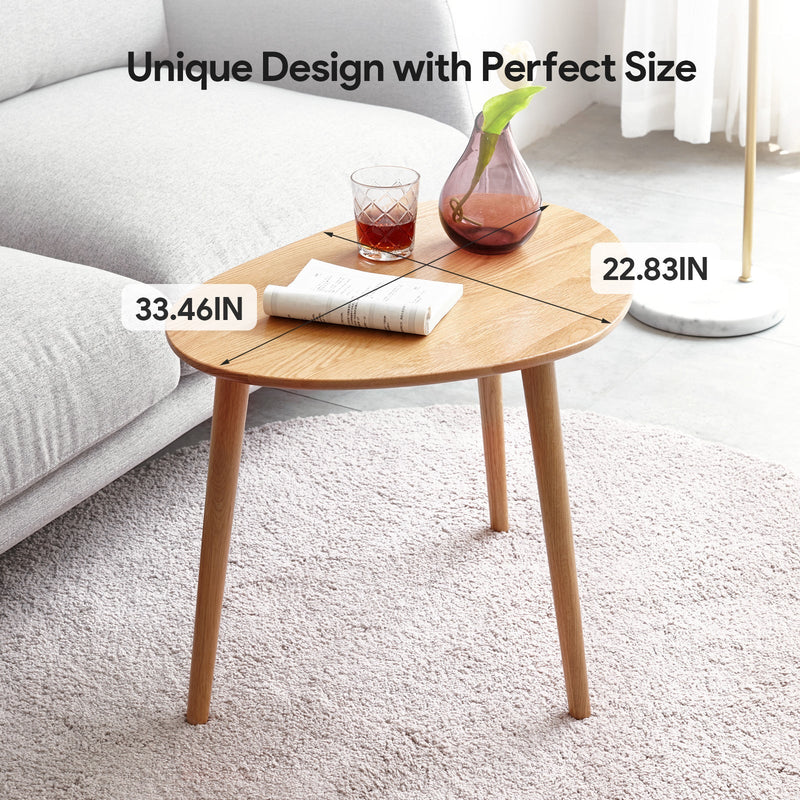 Load image into Gallery viewer, Nature Oak Round Coffee End Table Set Wood Brown (2Pcs) - fancyarnfurniture
