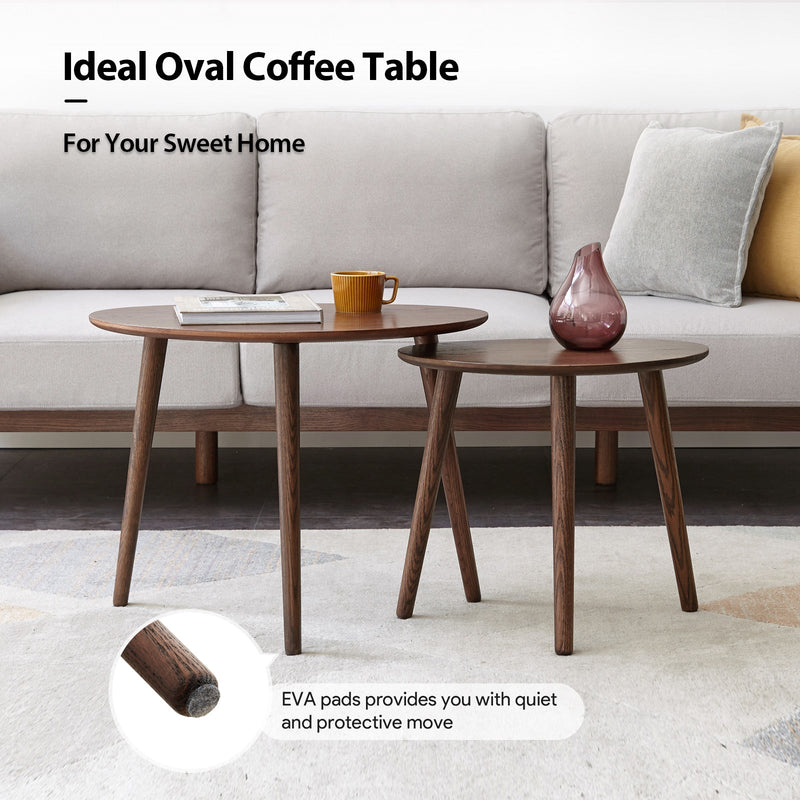 Load image into Gallery viewer, Pure Oak Round Coffee End Table Dark Brown - fancyarnfurniture
