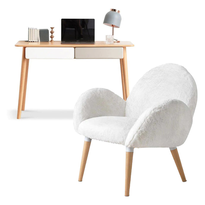 Solid Wood Computer Desk + Cloud Accent Chair Combination - fancyarnfurniture
