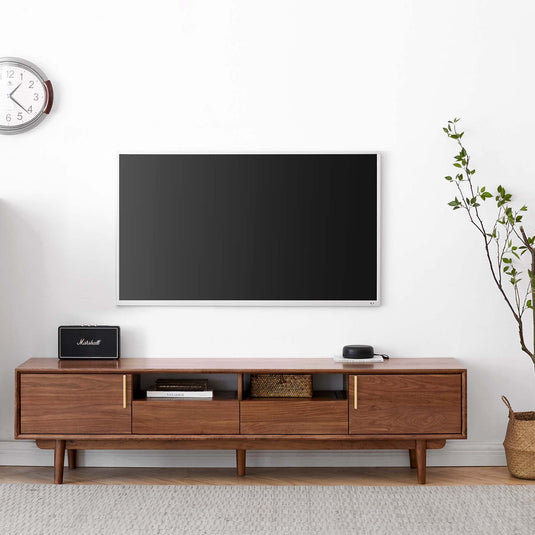Solid wood TV cabinet simple black walnut wood floor storage cabinet - fancyarnfurniture