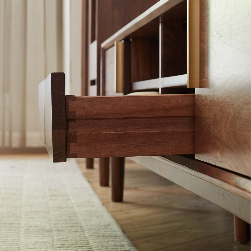 Load image into Gallery viewer, Solid wood TV cabinet simple black walnut wood floor storage cabinet - fancyarnfurniture

